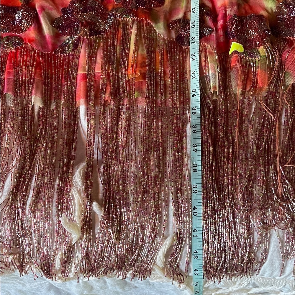 THEIA NWT Brigitte Floral Beaded Fringe Midi Dress - Picture 15 of 15